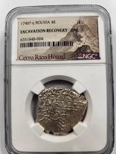 1746 P Q Bolivia 4 Reale uncirculated Spanish Cob excavation Recovery 6351848-004