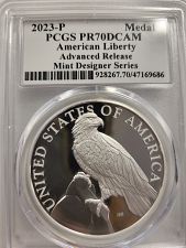 2023 P American Liberty PR-70 Deep Cameo Advanced Release Elana Hagler Signed PCGS