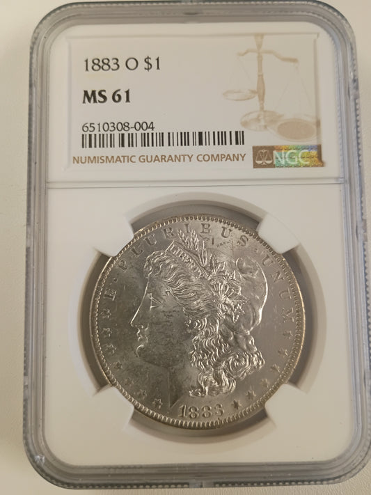 1883-O Morgan Silver Dollar | NGC MS61 | New Orleans Mint | Cert #6510308-004