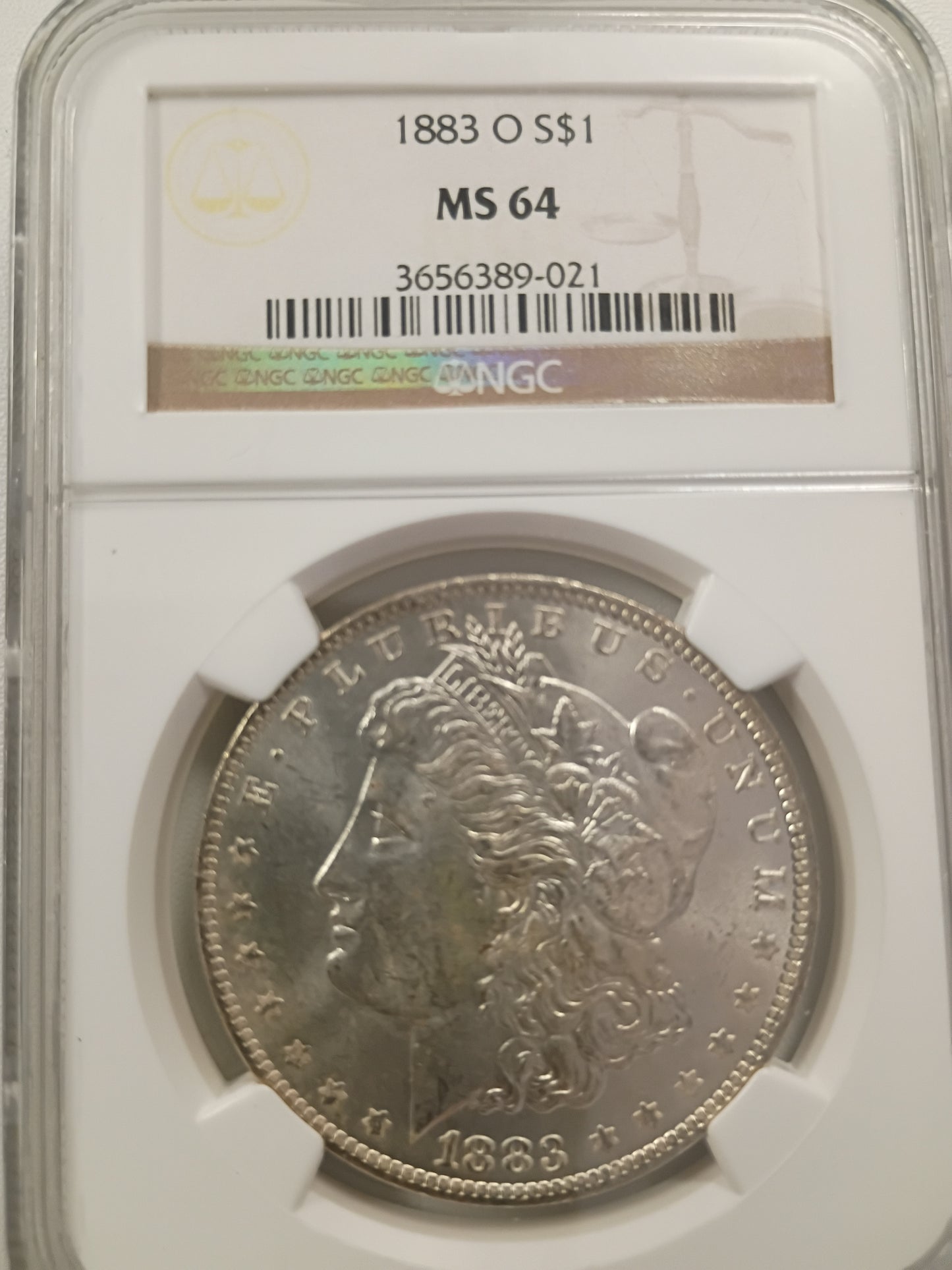 1883-O Morgan Silver Dollar | NGC MS64 | New Orleans Mint | Cert #3656389-021