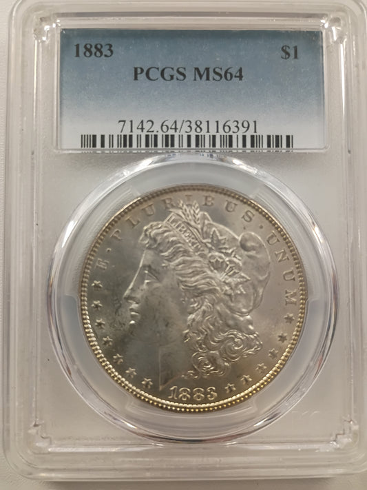 1883 Morgan Silver Dollar | PCGS MS64 | Philadelphia Mint | Cert #7142.64/38116391