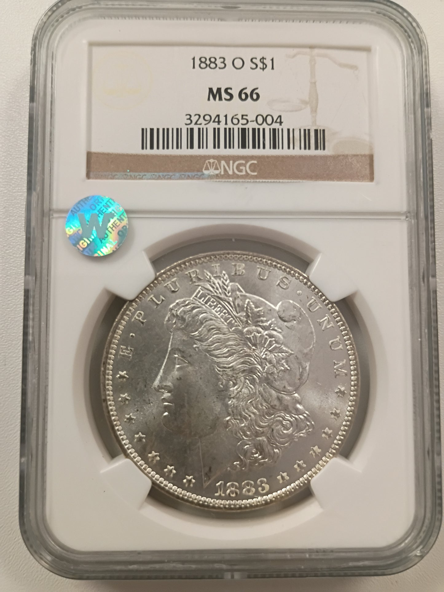 1883-O Morgan Silver Dollar | NGC MS66 | New Orleans Mint | Cert #3294165-004