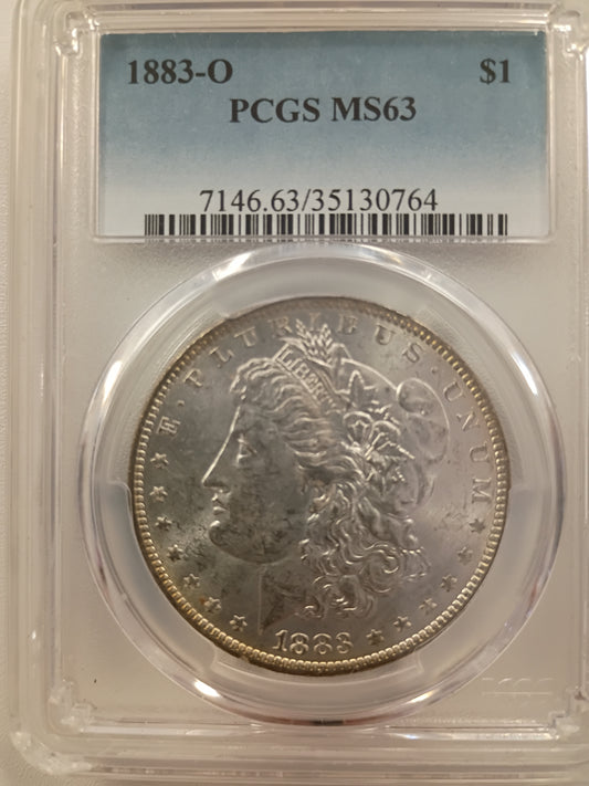 1883-O Morgan Silver Dollar | PCGS MS63 | New Orleans Mint | Cert #35130764