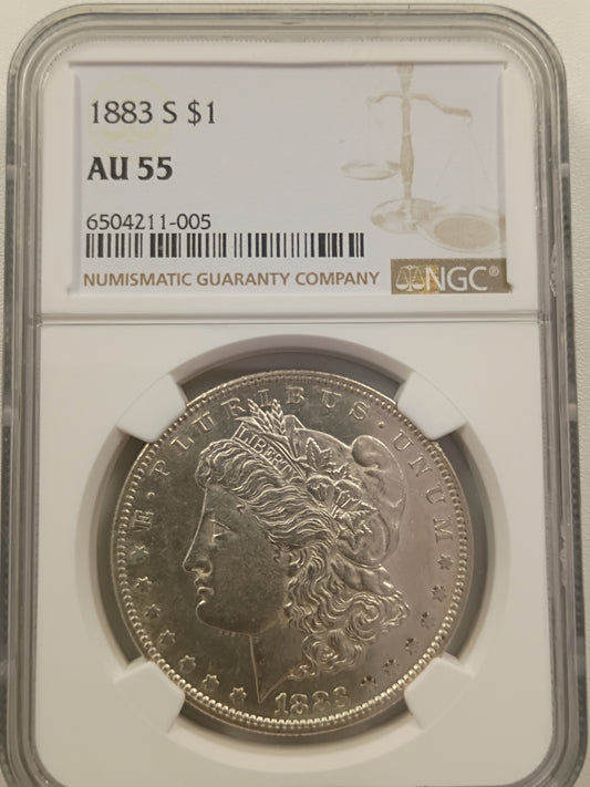 1883-S Morgan Silver Dollar | NGC AU55 | San Francisco Mint | Cert #6504211-005