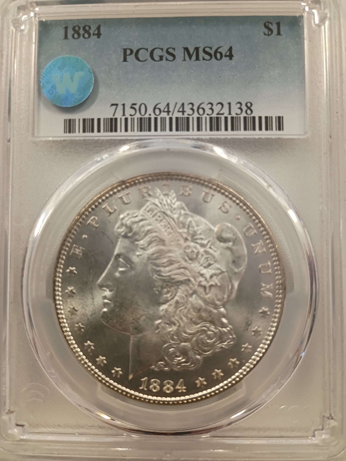 1884 Morgan Silver Dollar | PCGS MS64 | Philadelphia Mint | Cert #43632138