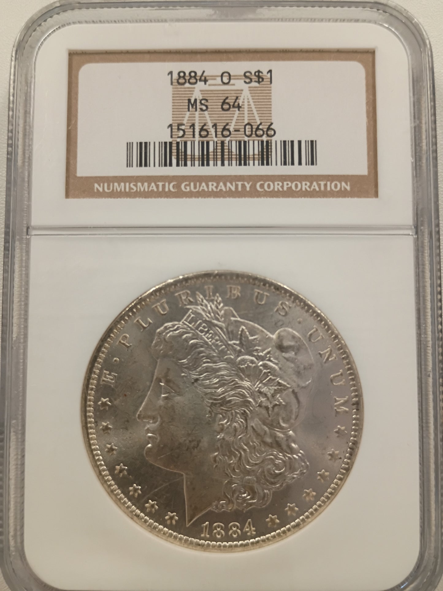 1884-O Morgan Silver Dollar | NGC MS64 | New Orleans Mint | Cert #151616-066