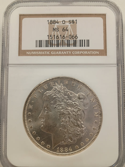1884-O Morgan Silver Dollar | NGC MS64 | New Orleans Mint | Cert #151616-066