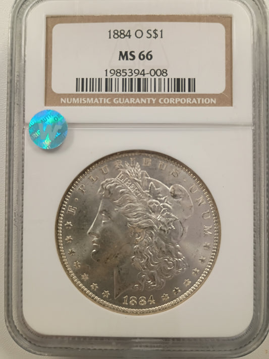 1884-O Morgan Silver Dollar | NGC MS66 | New Orleans Mint | Cert #1985394-008