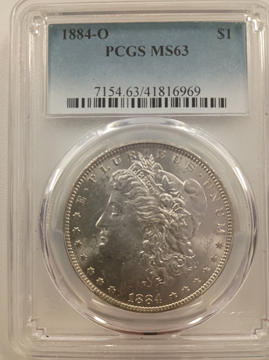 1884-O Morgan Silver Dollar | PCGS MS63 | New Orleans Mint | Cert #41816969