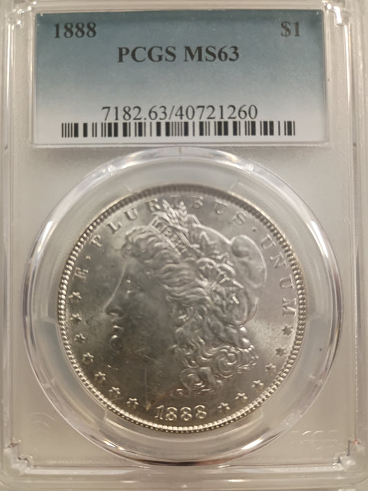 1888 Morgan Silver Dollar | PCGS MS63 | Philadelphia Mint | Cert #7182.63/40721260
