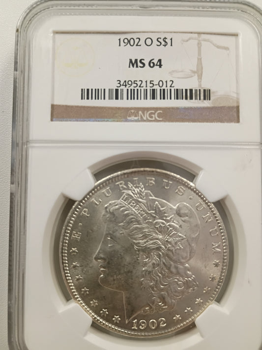 1902-O Morgan Silver Dollar | NGC MS64 | New Orleans Mint | Cert #3495215-012