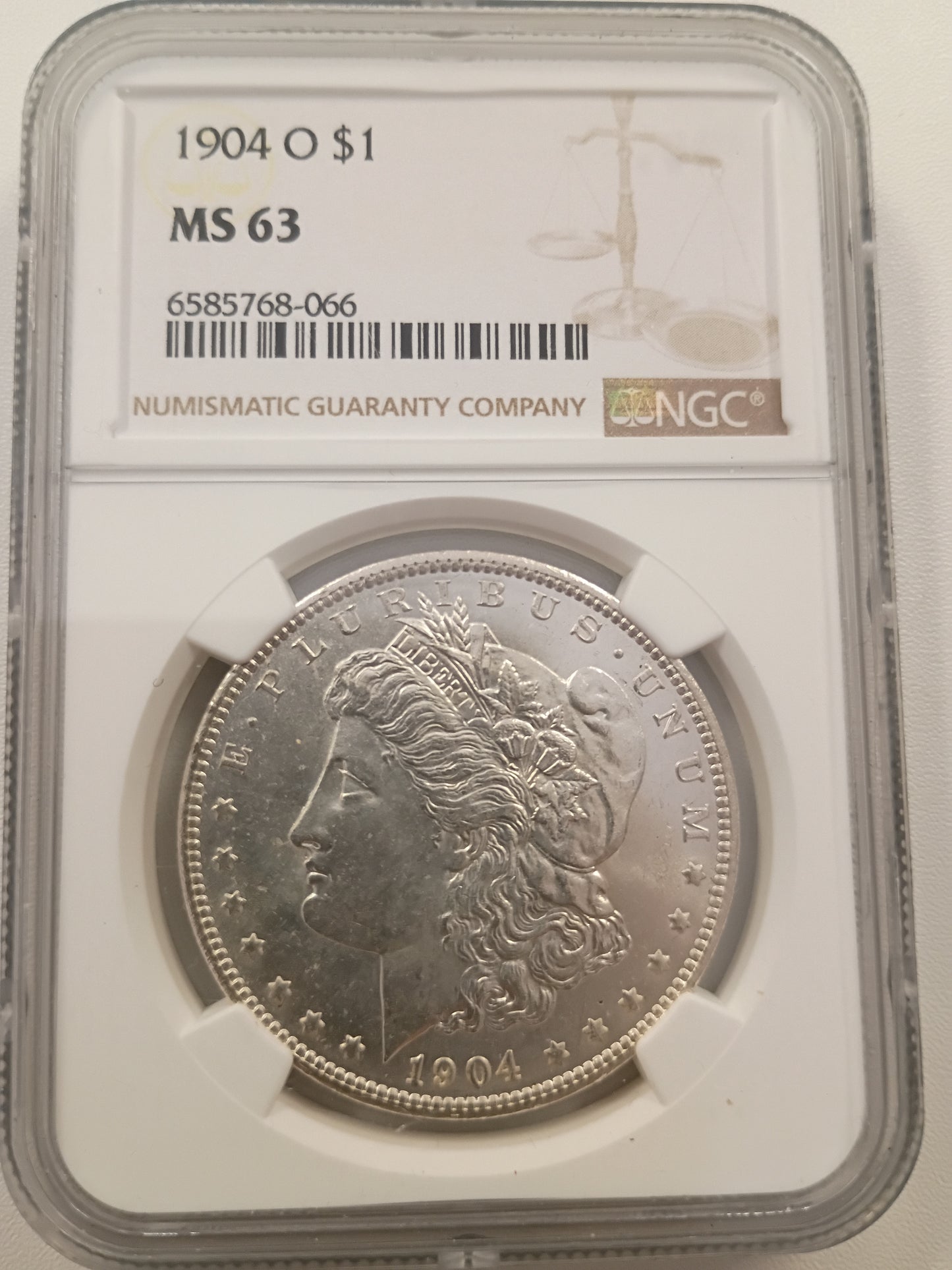 1904-O Morgan Silver Dollar | NGC MS63 | New Orleans Mint | Cert #6585768-066
