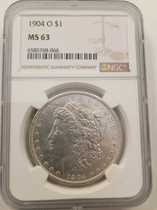 1904-O Morgan Silver Dollar | NGC MS63 | New Orleans Mint | Cert #6585768-066