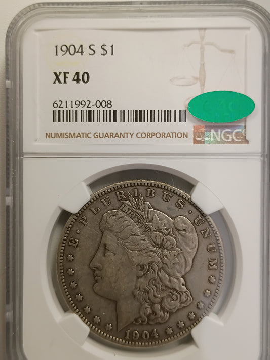 1904-S Morgan Silver Dollar | NGC XF40 | San Francisco Mint | Cert #6211992-008