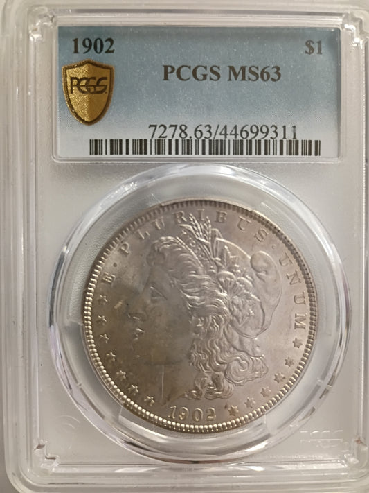 1902 Morgan Silver Dollar | PCGS MS63 | Choice Mint State Example | Cert #7278.63/44699311