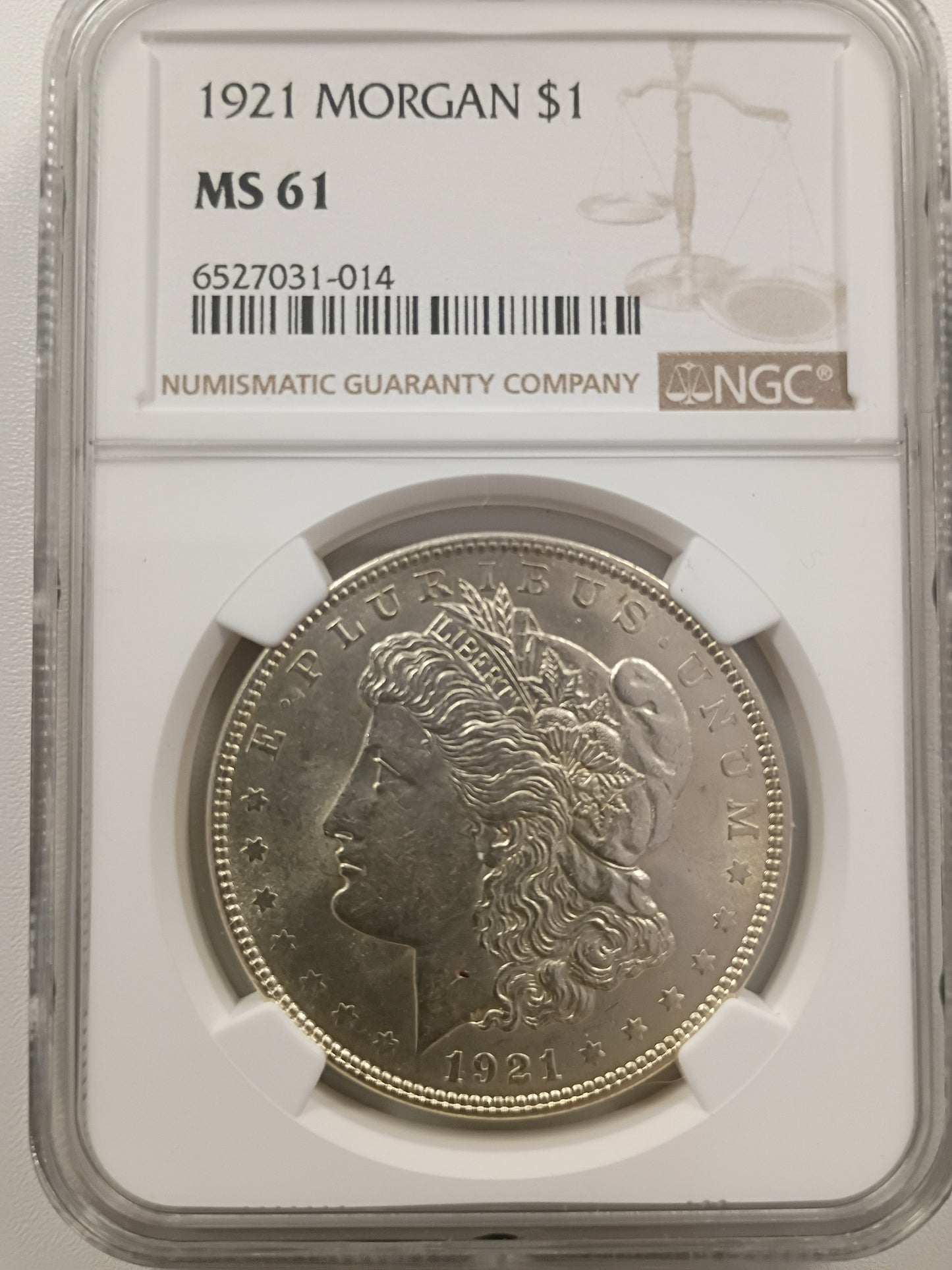 1921 Morgan Silver Dollar | NGC MS61 | Final Year Issue | Cert #6527031-014