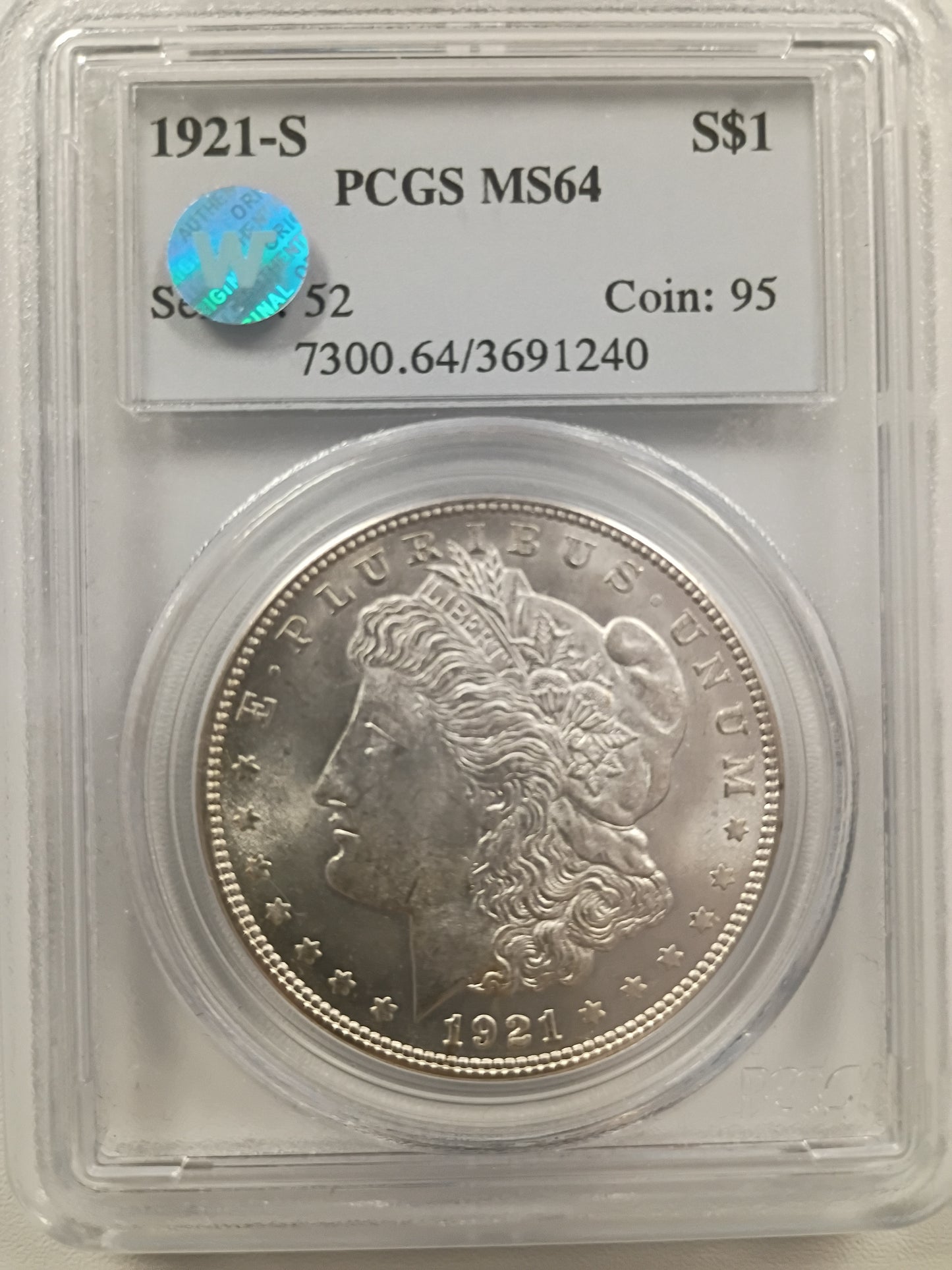 1921-S Morgan Silver Dollar | PCGS MS64 | San Francisco Mint | Cert #3691240