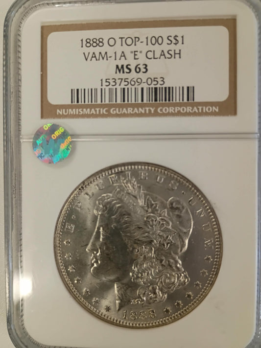 1888-O Morgan Silver Dollar | NGC MS63 | VAM-1A “E” Clash | Top-100 Variety | New Orleans Mint | Cert #1537569-053