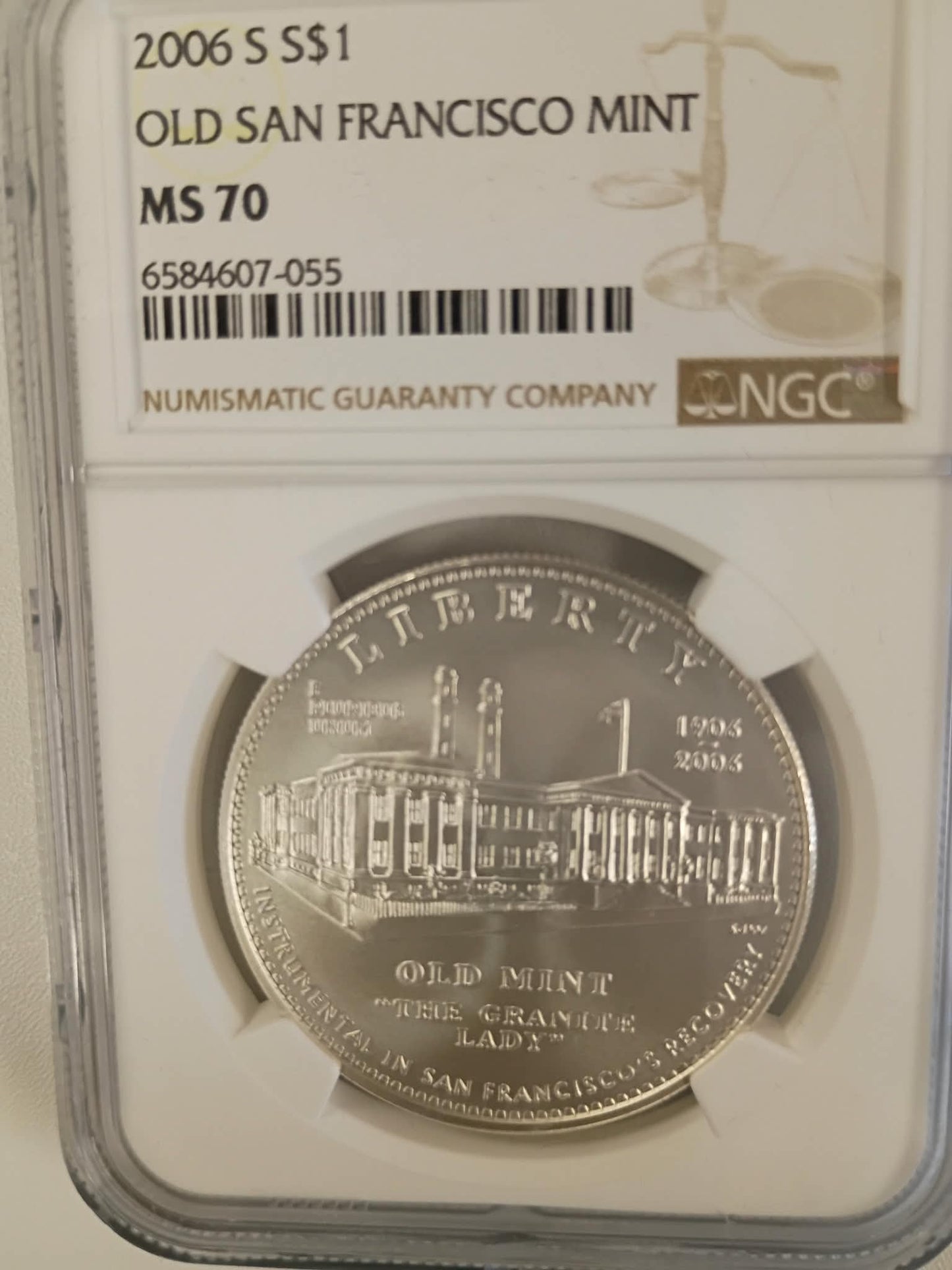 2006-S Old San Francisco Mint Commemorative Silver Dollar | NGC MS70 | Gem Uncirculated | San Francisco Mint | Cert #6584607-055