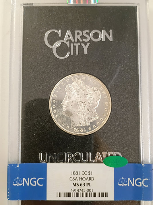 1881 CC  63 PL MORGAN DOLLAR   GSA Hoard 4914745-001