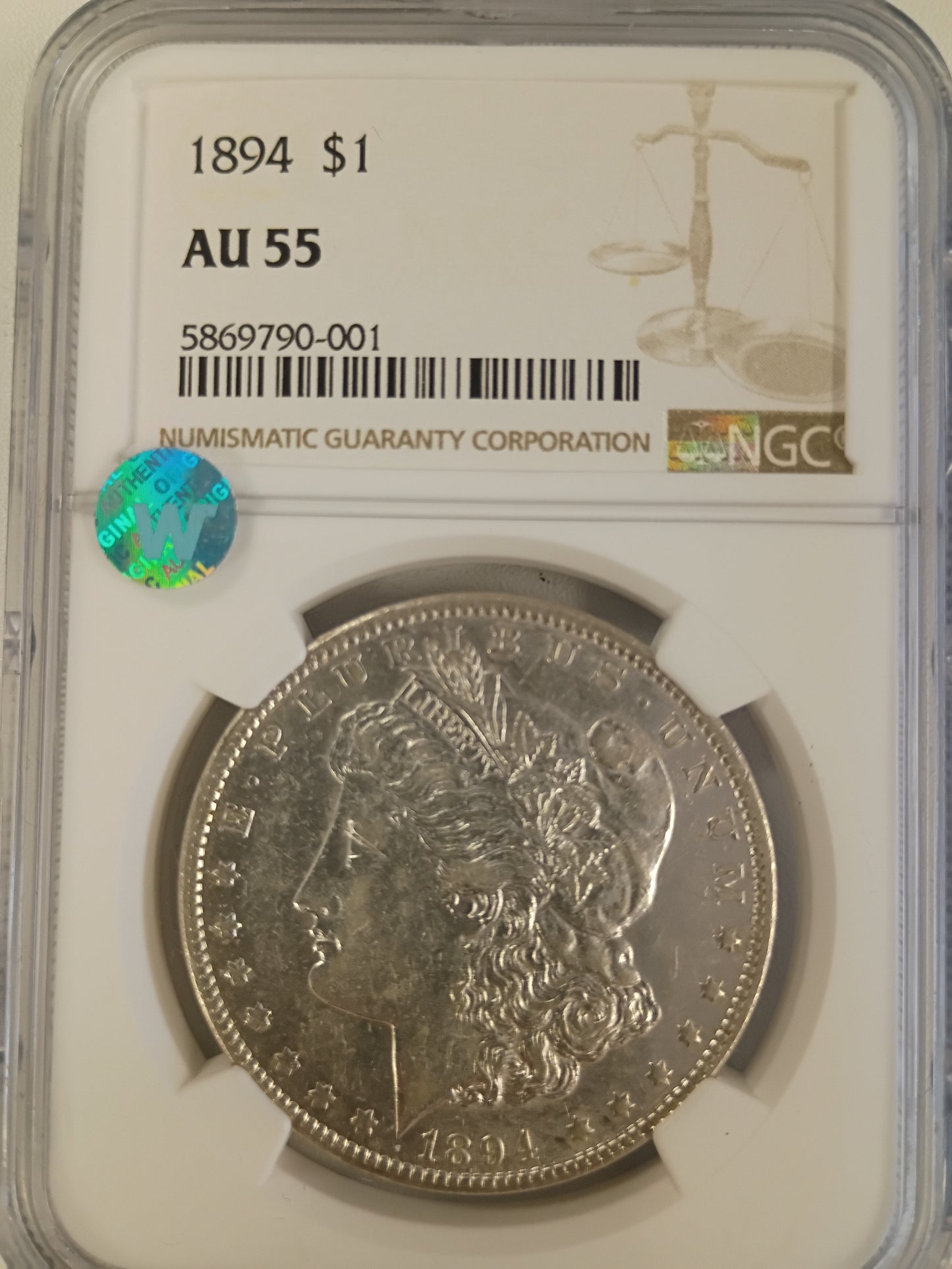 1894 P MORGAN DOLLAR AU-55 5869790-001 NGC