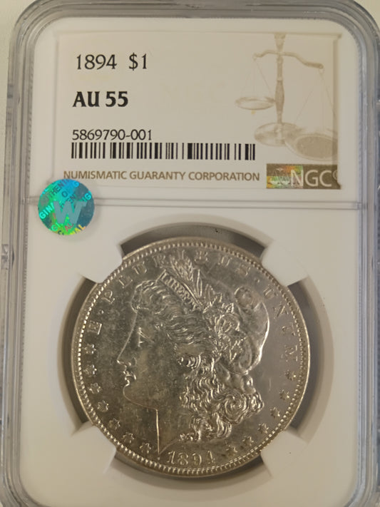 1894 P MORGAN DOLLAR AU-55 5869790-001 NGC