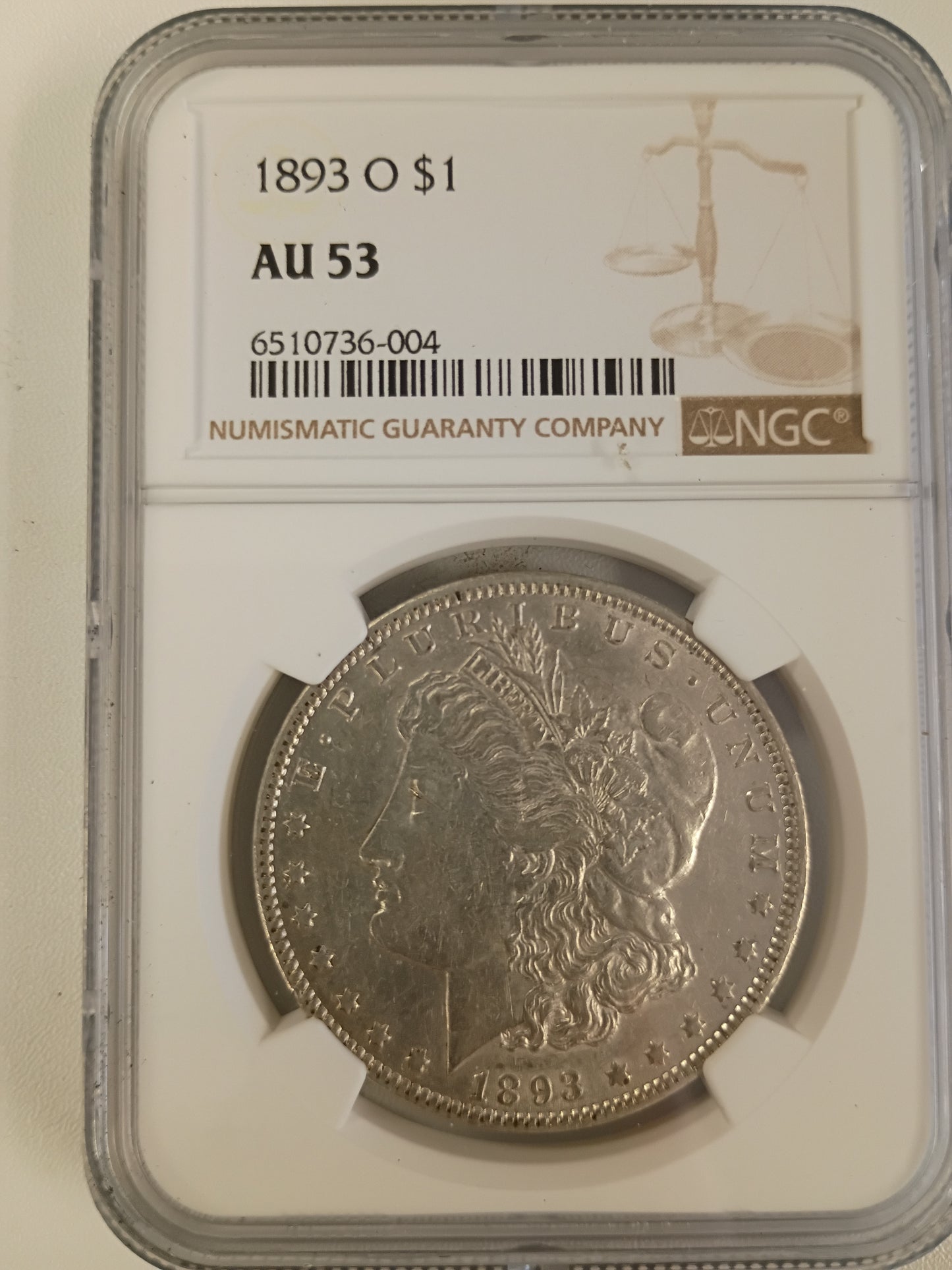 1893 O MORGAN DOLLAR AU-53