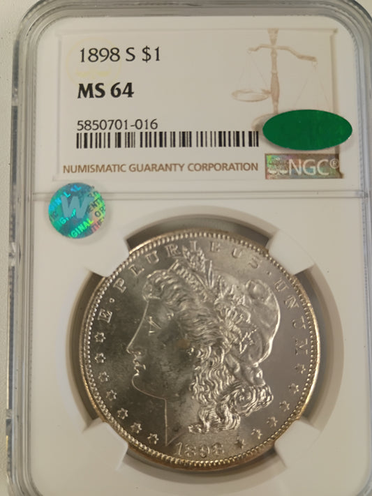 1898 S MORGAN DOLLAR MS-64 5850701-016 NGC