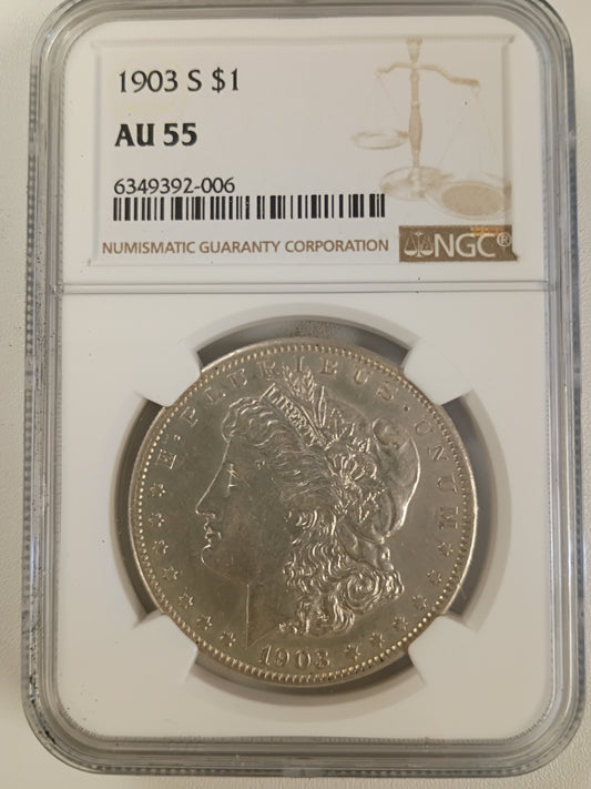 1903-S MORGAN DOLLAR AU-55 NGC