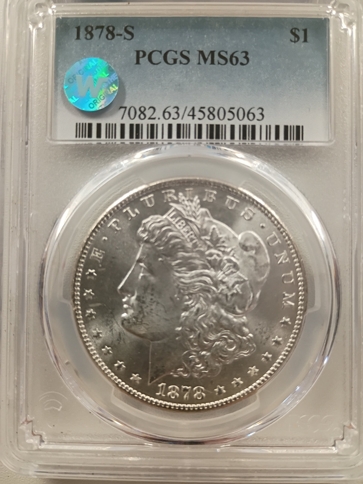1878-S Morgan Silver Dollar | PCGS MS63 | San Francisco Mint | Cert #45805063