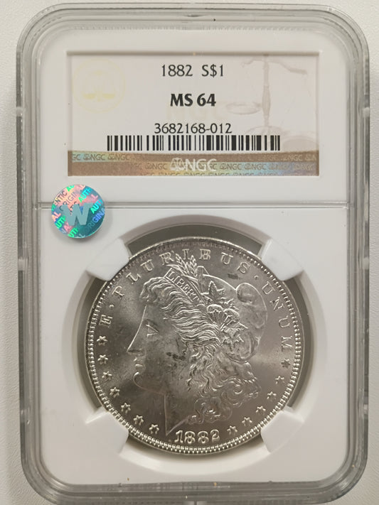 1882 Morgan Silver Dollar | NGC MS64 | Philadelphia Mint | Cert #3682168-012