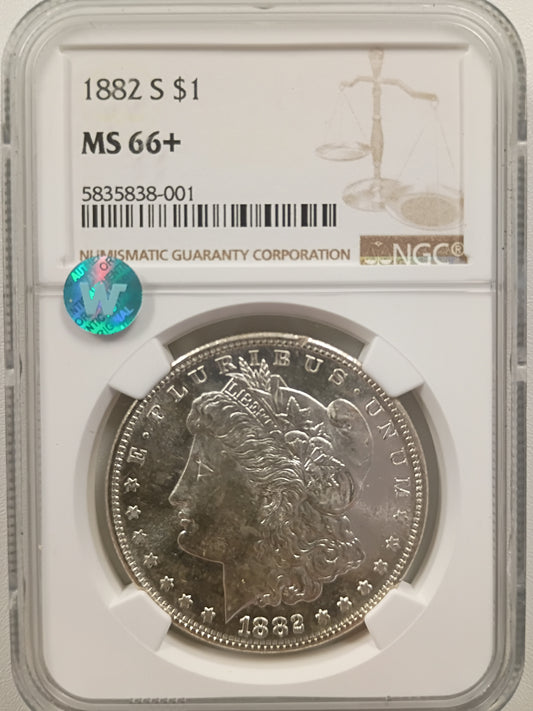 1882-S Morgan Silver Dollar | NGC MS66+ | San Francisco Mint | Cert #5835838-001