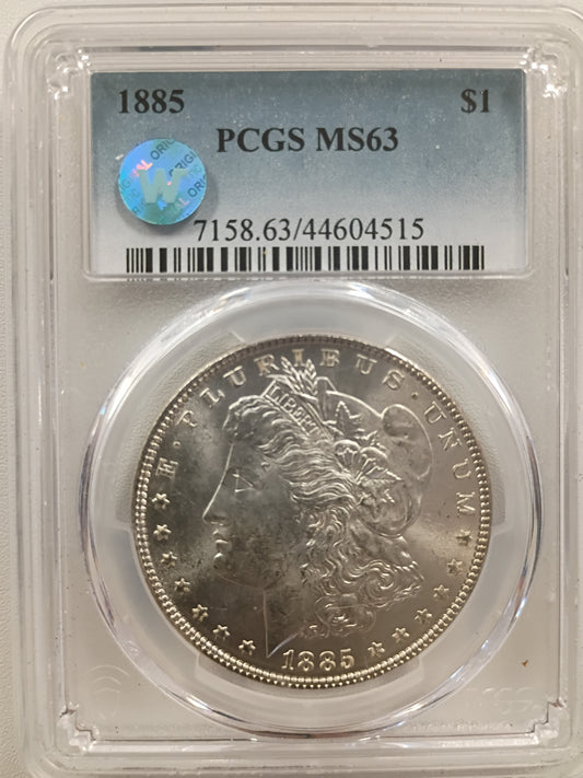 1885-P Morgan Silver Dollar | PCGS MS63 | Cert #44604515 | Philadelphia Mint