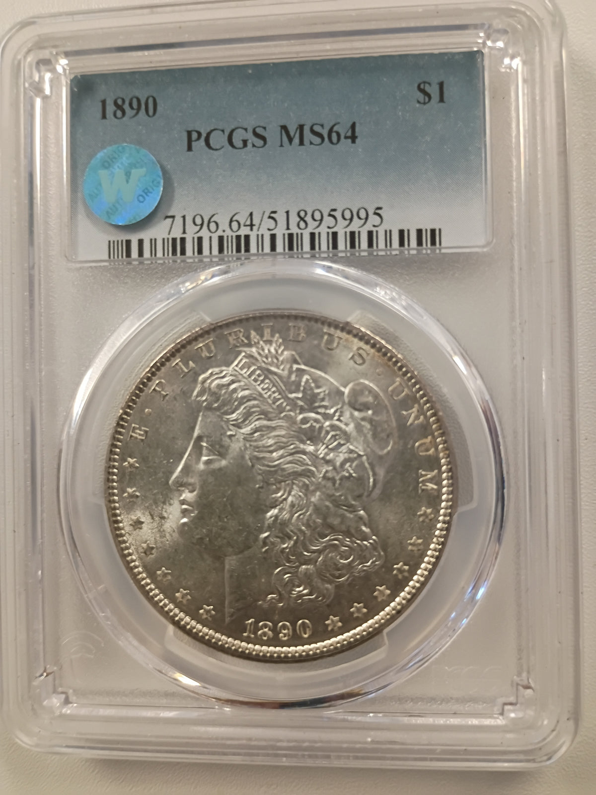1890 P Morgan Dollar PCGS MS-64 Sight White Stickered 7196.64/51895995
