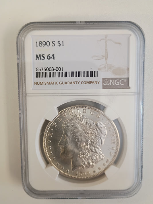1890 S MORGAN DOLLAR MS-64 CERTIFATION # 6575003-001