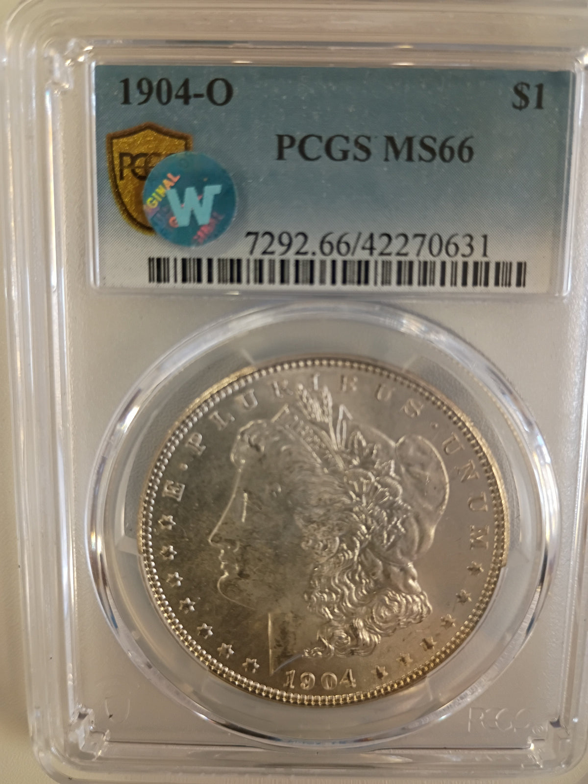 1904 O MORGAN DOLLAR PCGS MS-66 SW STICKERED