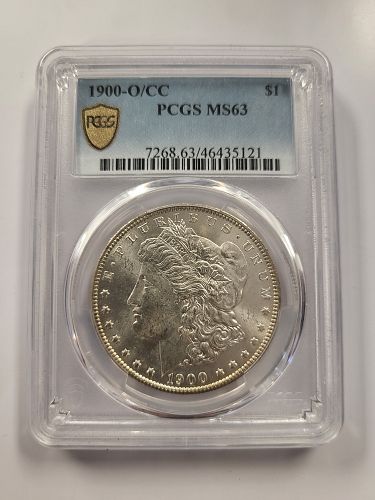 1900-O/CC Morgan Silver Dollar | PCGS MS63 | O/CC Overmintmark Variety | New Orleans Over Carson City | Cert #46435121c