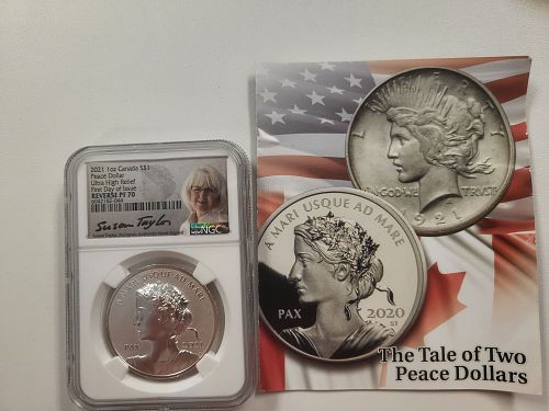 2021 Canada Peace Dollar 1oz Ultra-High Relief First Day of Issue Reverse PF-70 NGC 6042182-044