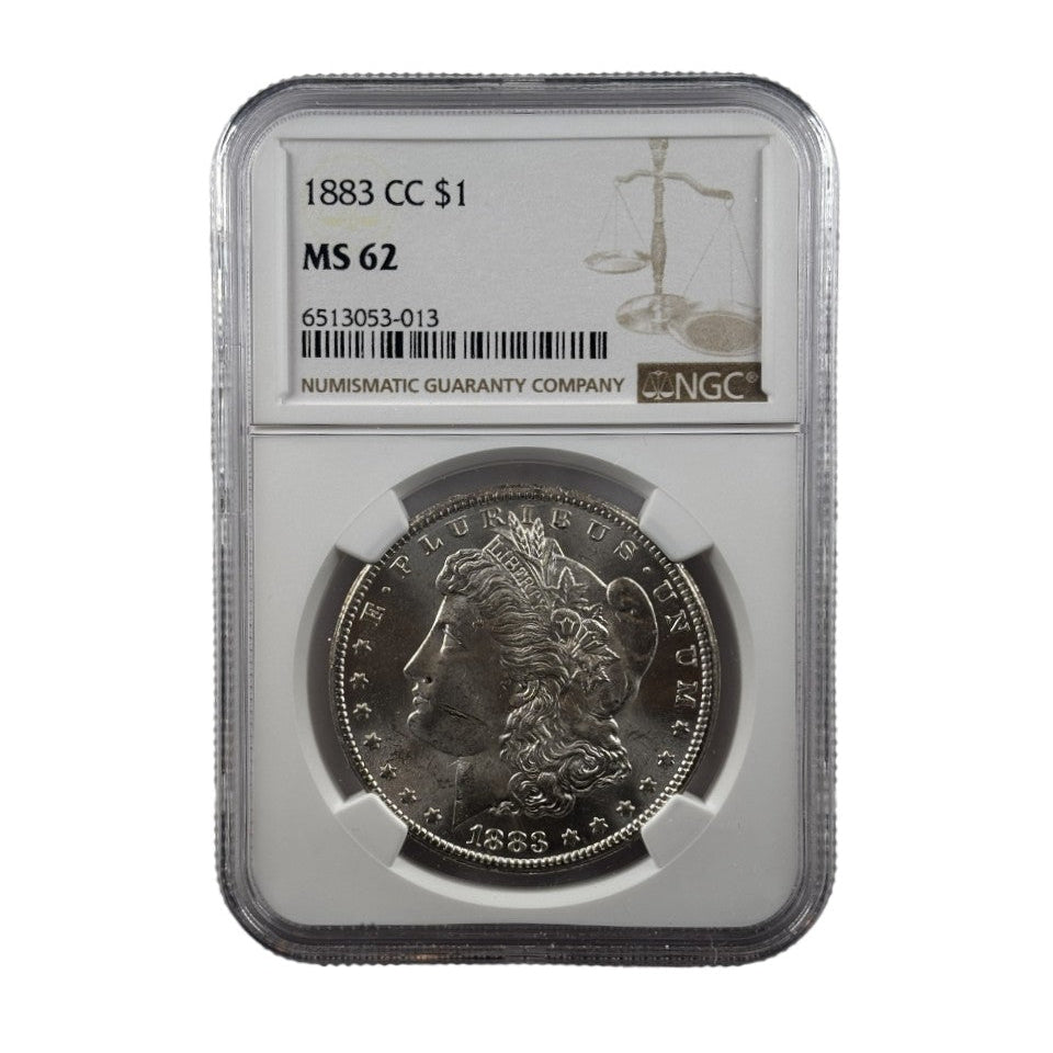 1883-CC Morgan Silver Dollar | NGC MS62 | Cert #6513053-013 | Carson City Mint
