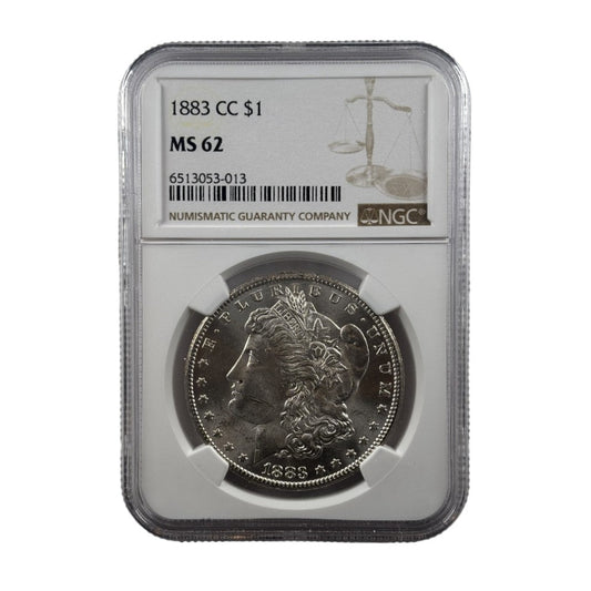 1883-CC Morgan Silver Dollar | NGC MS62 | Cert #6513053-013 | Carson City Mint