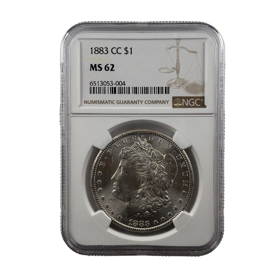1883-CC Morgan Silver Dollar | NGC MS62 | Cert #6513053-004 | Carson City Mint