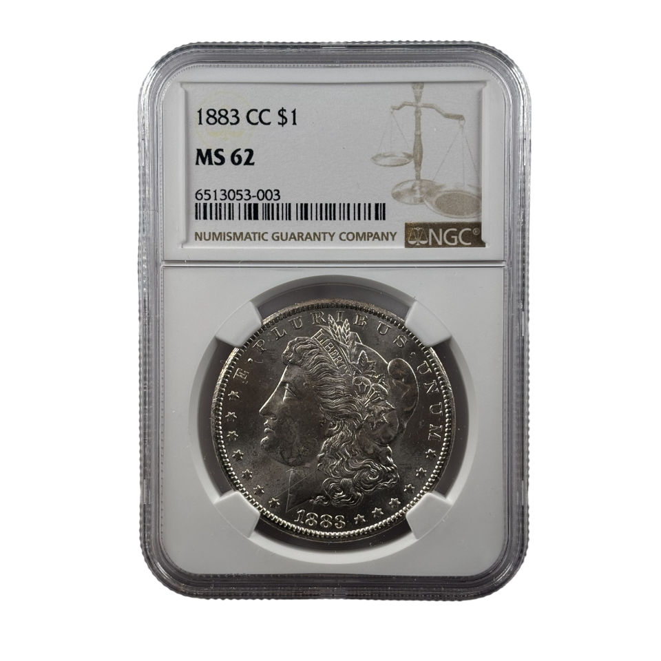 1883-CC Morgan Silver Dollar | NGC MS62 | Cert #6513053-003 | Carson City Mint