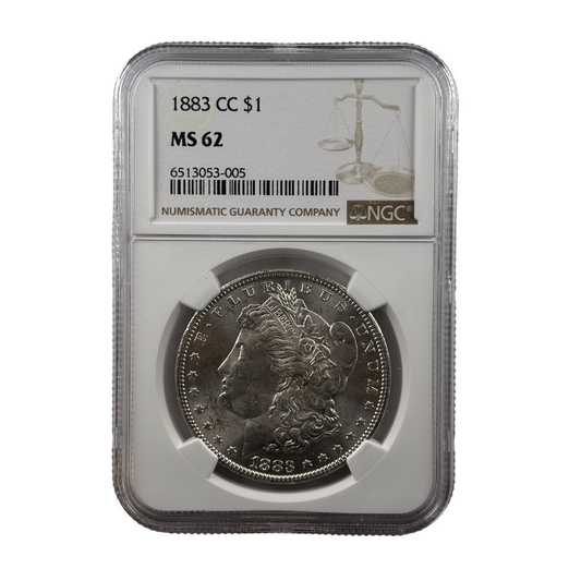 1883-CC Morgan Silver Dollar | NGC MS62 | Cert #6513053-005 | Carson City Mint