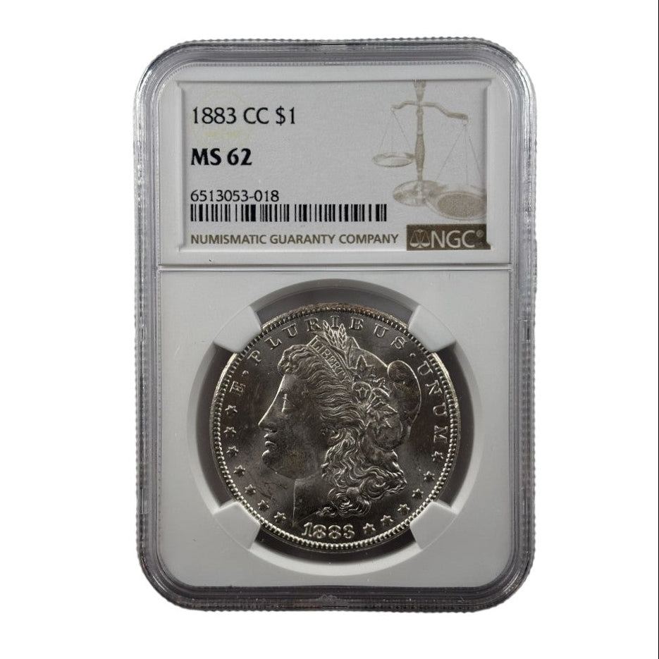 1883-CC Morgan Silver Dollar | NGC MS62 | Cert #6513053-018 | Carson City Mint