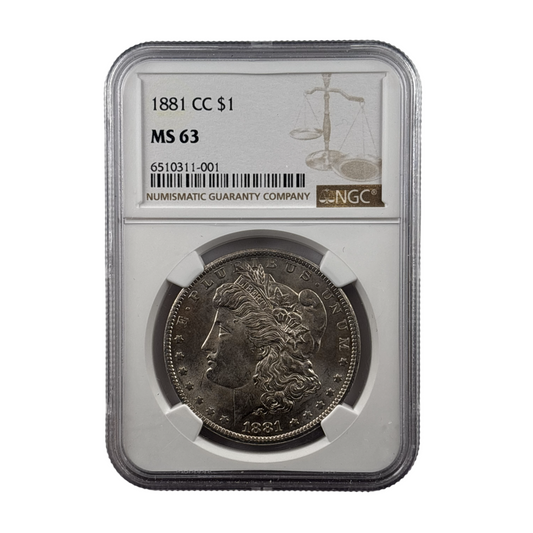 1881-CC Morgan Silver Dollar | NGC MS63 | Cert #6510311-001 | Carson City Mint