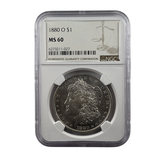 1880-O Morgan Silver Dollar | NGC MS60 | Cert #6273211-027 | New Orleans Mint