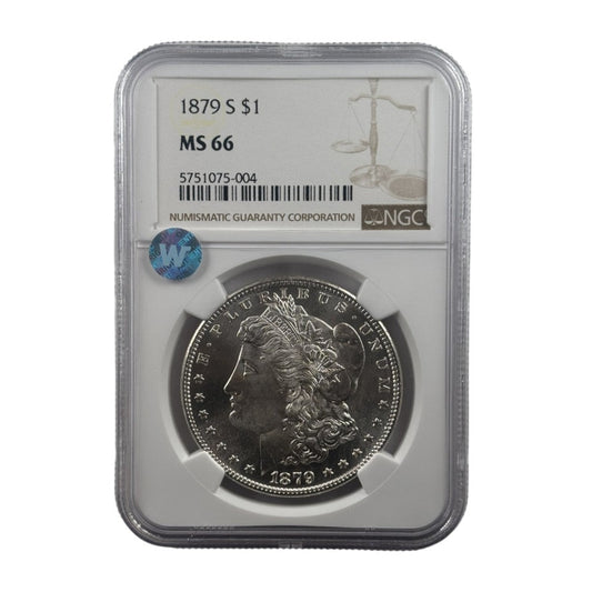 1879-S Morgan Silver Dollar | NGC MS66 | Premium Gem Mint State | San Francisco Mint | Cert #5751075-004
