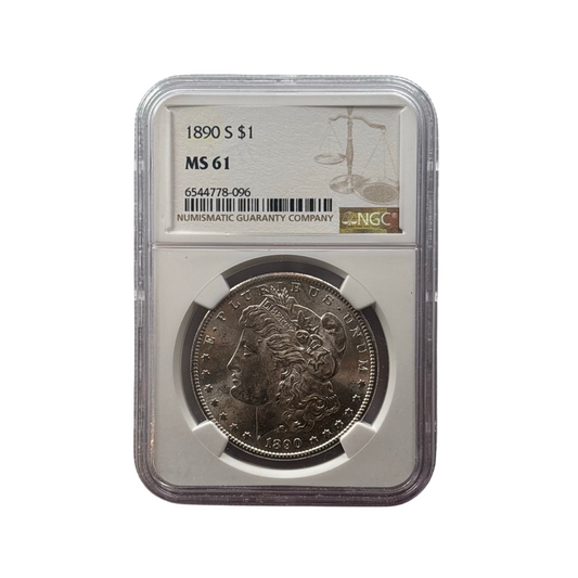 1890-S Morgan Silver Dollar | NGC MS61 | Uncirculated San Francisco Issue