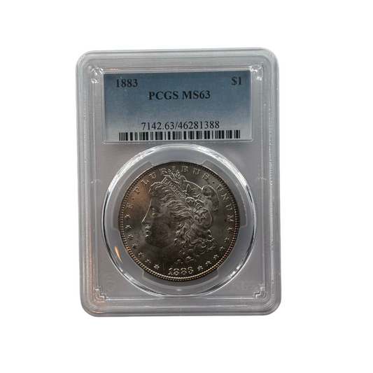 1883 Morgan Silver Dollar | PCGS MS63 | Philadelphia Mint | Cert #7142.63/46281388
