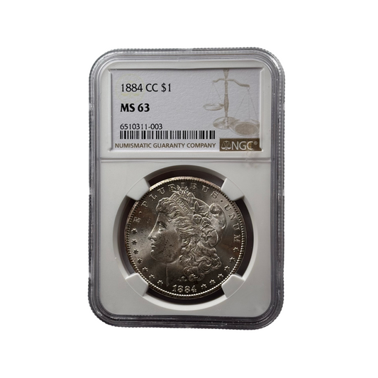1884-CC Morgan Silver Dollar | NGC MS63 | Carson City Mint | Choice BU | Cert #6510311-003